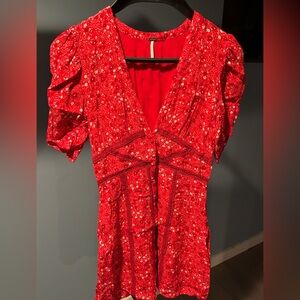 Free People Floral Red Women's dress